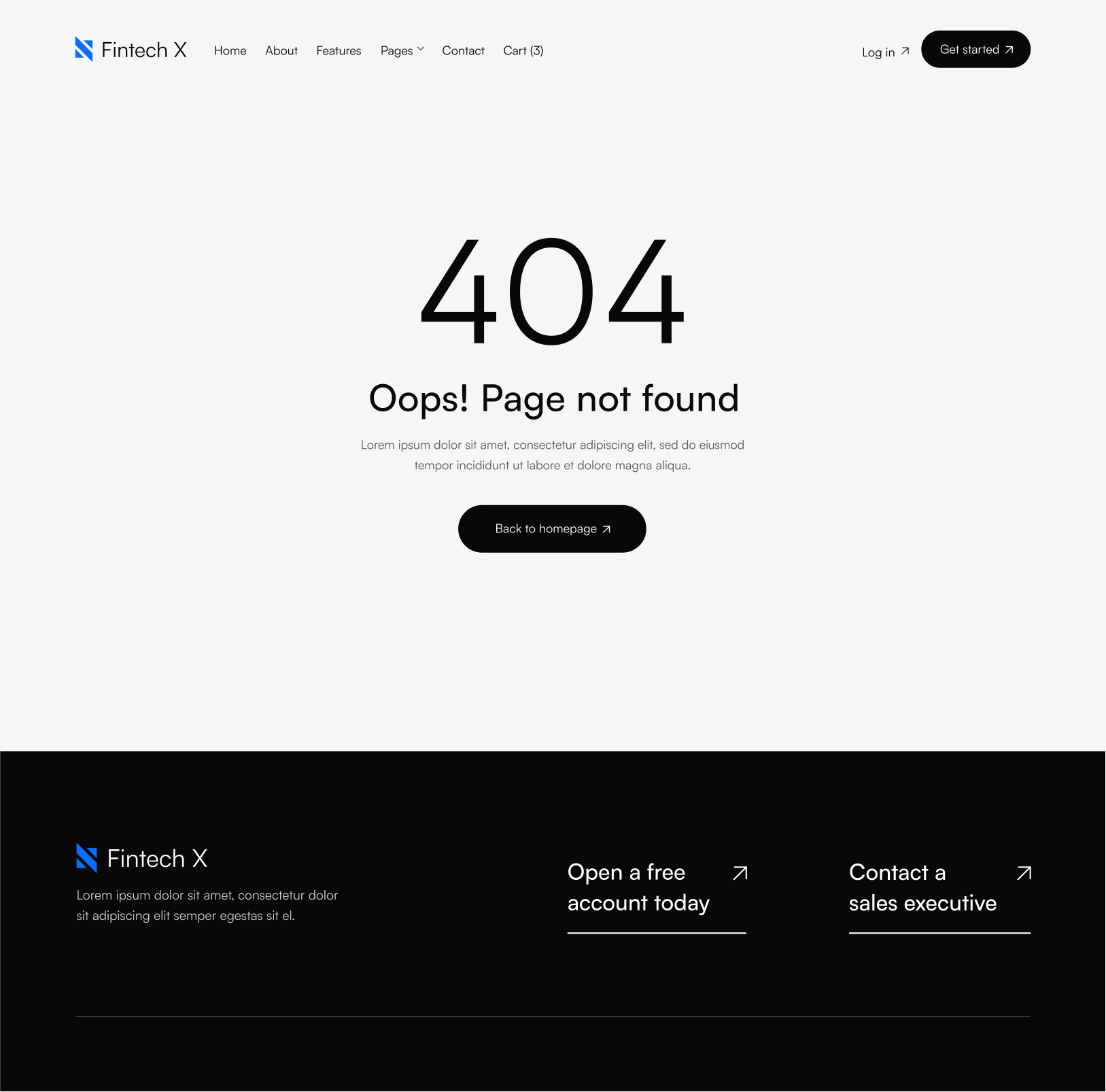 404 - Fintech X Webflow Template