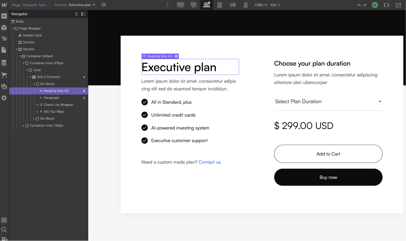 eCommerce Page - Fintech X Webflow Template