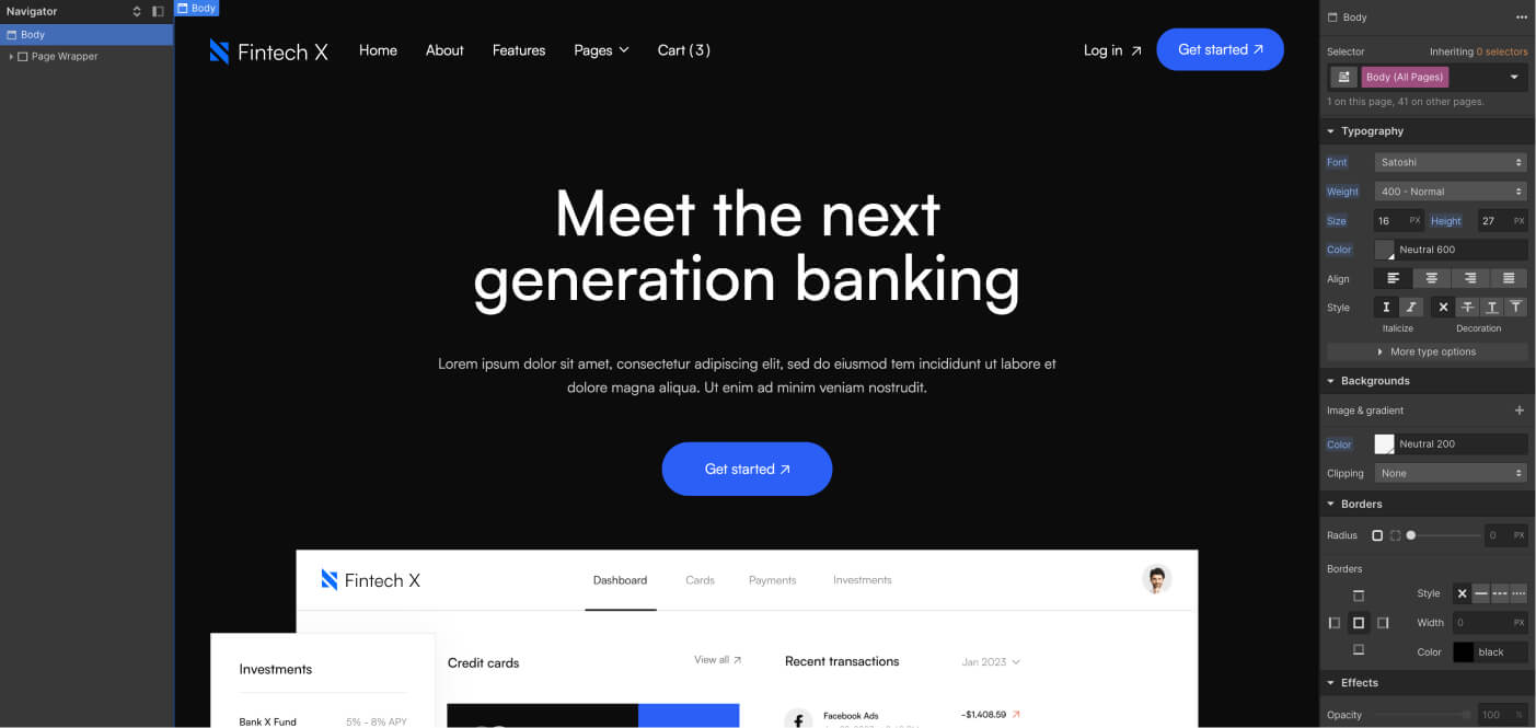 Typography - Fintech X Webflow Template
