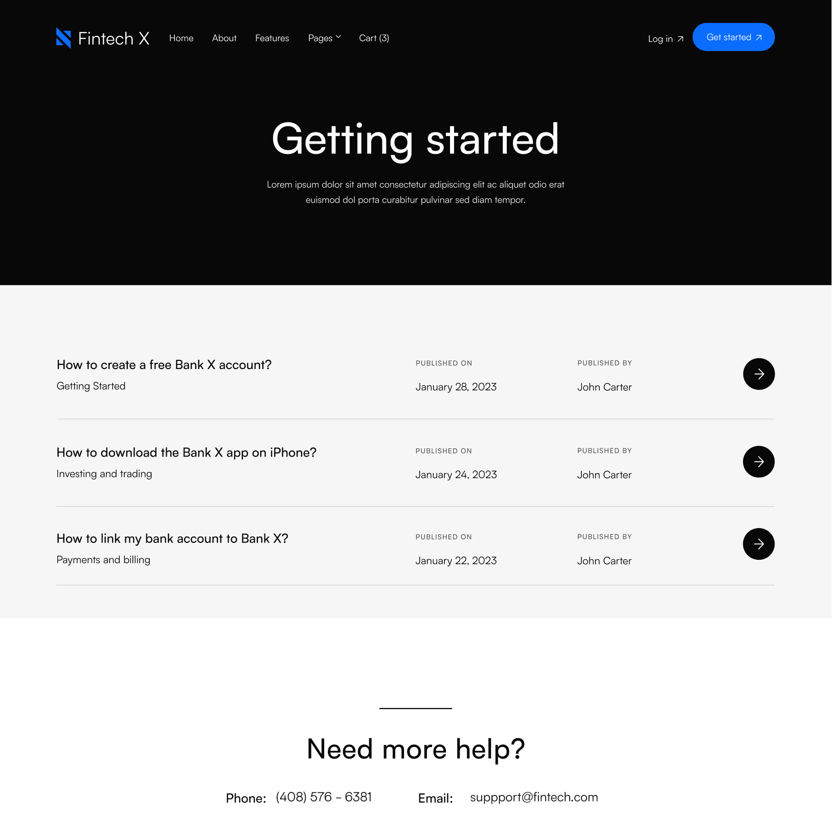 Help Center - Fintech X Webflow Template